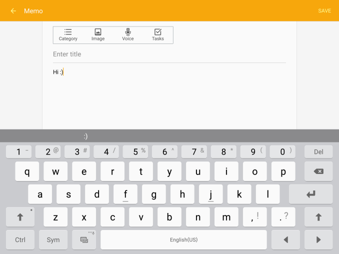 Illustration application Memo avec clavier de l'iPad activé.