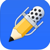 Icône application Notability, crayon sur fond bleu.